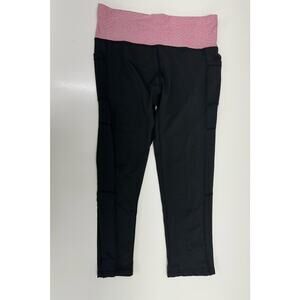 Starting Point Womens Leggings Size Medium Black Pink Waist Media Pocket